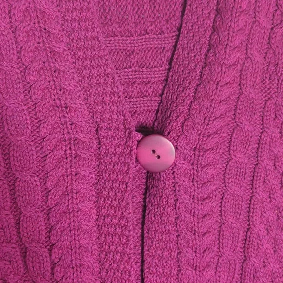 Aran Crafts Womens Sweater‎ Poncho Shawl Wrap Cable Knit Pink Fisherman Wool OS